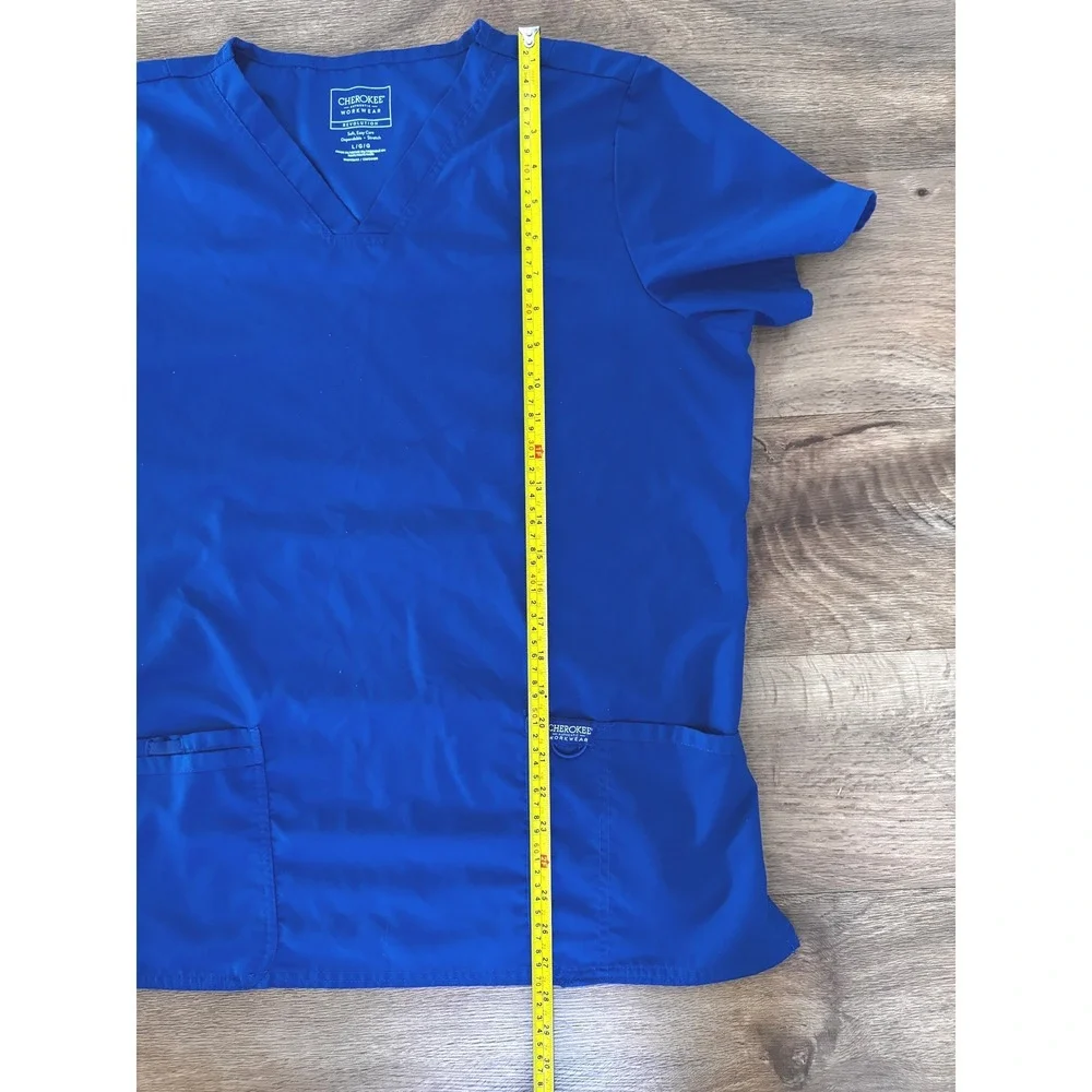 Cherokee Workwear Revolution‎ Royal Blue V-Neck Scrub Top Womens Large L WW620